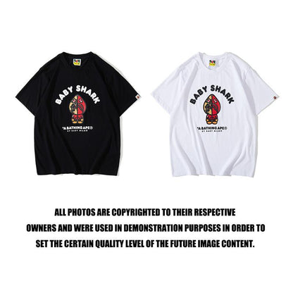 Bathing Ape T-Shirt Spring/Summer Red Shark Pattern T-shirt Short Sleeve