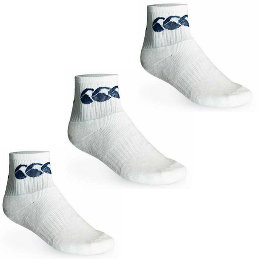 3Pk Ccc Canterbury Cotton Sport Socks Crew Pack White Navy