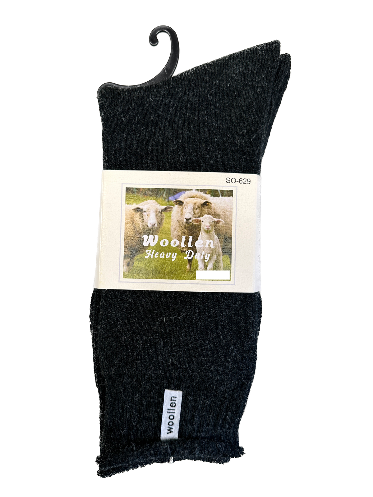 1 Pair Black Premium Mens Wool Socks - Heavy Duty Thick Work Socks w/ Cushion
