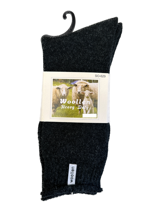 1 Pair Black Premium Mens Wool Socks - Heavy Duty Thick Work Socks w/ Cushion