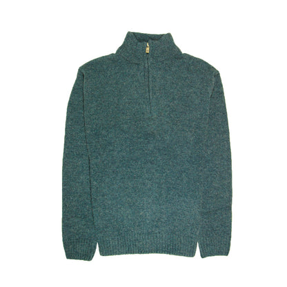 100 Shetland Ragg Wool Half Zip Up Knit Jumper Pullover Mens Sweater Knitted Sherwood