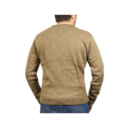 100 Shetland Ragg Wool V Neck Knit Jumper Pullover Mens Sweater Knitted Nutmeg