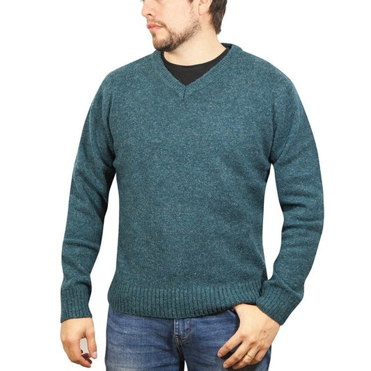 100 Shetland Wool V Neck Knit Jumper Pullover Mens Sweater Knitted 1