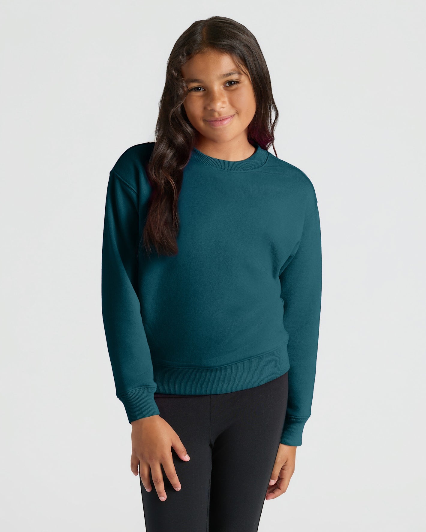 Girls Black & Deep Emerald Slouch Pullover Crew 2-Pack