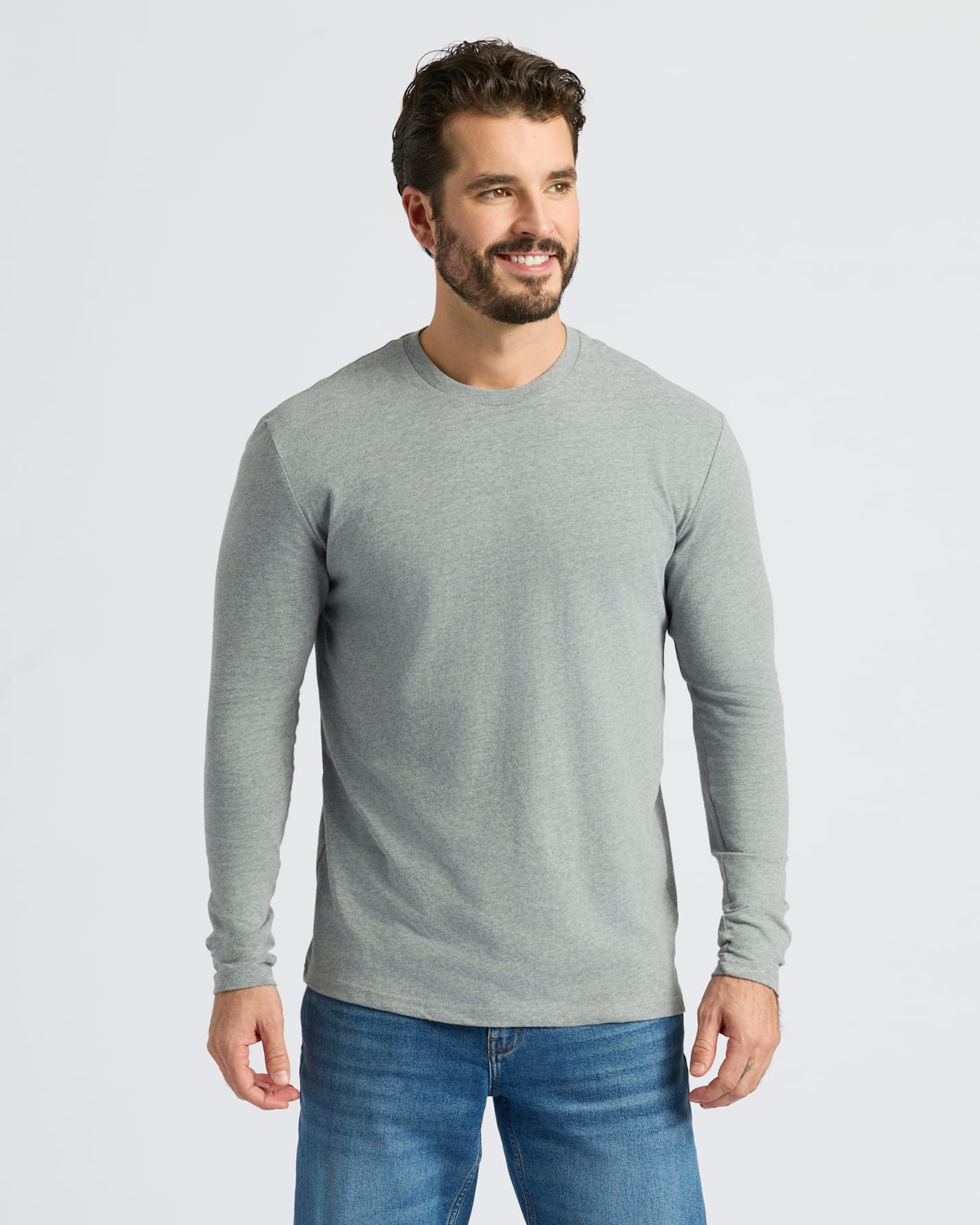Heather Gray Classic Long Sleeve Crew Neck