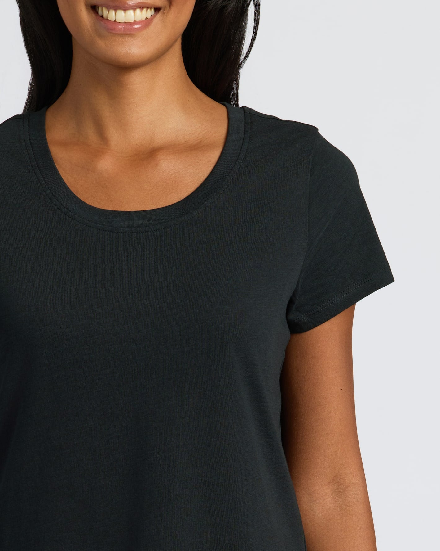 Womens Black & Oatmeal Slub Scoop Neck Tee 4-Pack