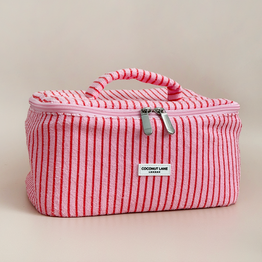 Travel Towel Vanity Case - Cherry Stripes