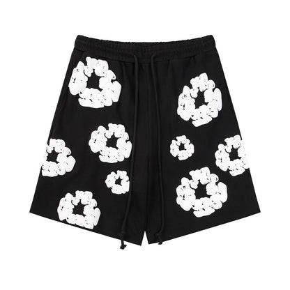 Denim Tears Outfit:T-shirt/Shorts (Separate Purchase Options) Puff Print Short Sleeve T-shirt Loose Couple Shorts Suit
