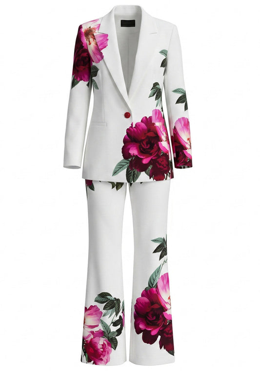Floral Suit White Hot Pink