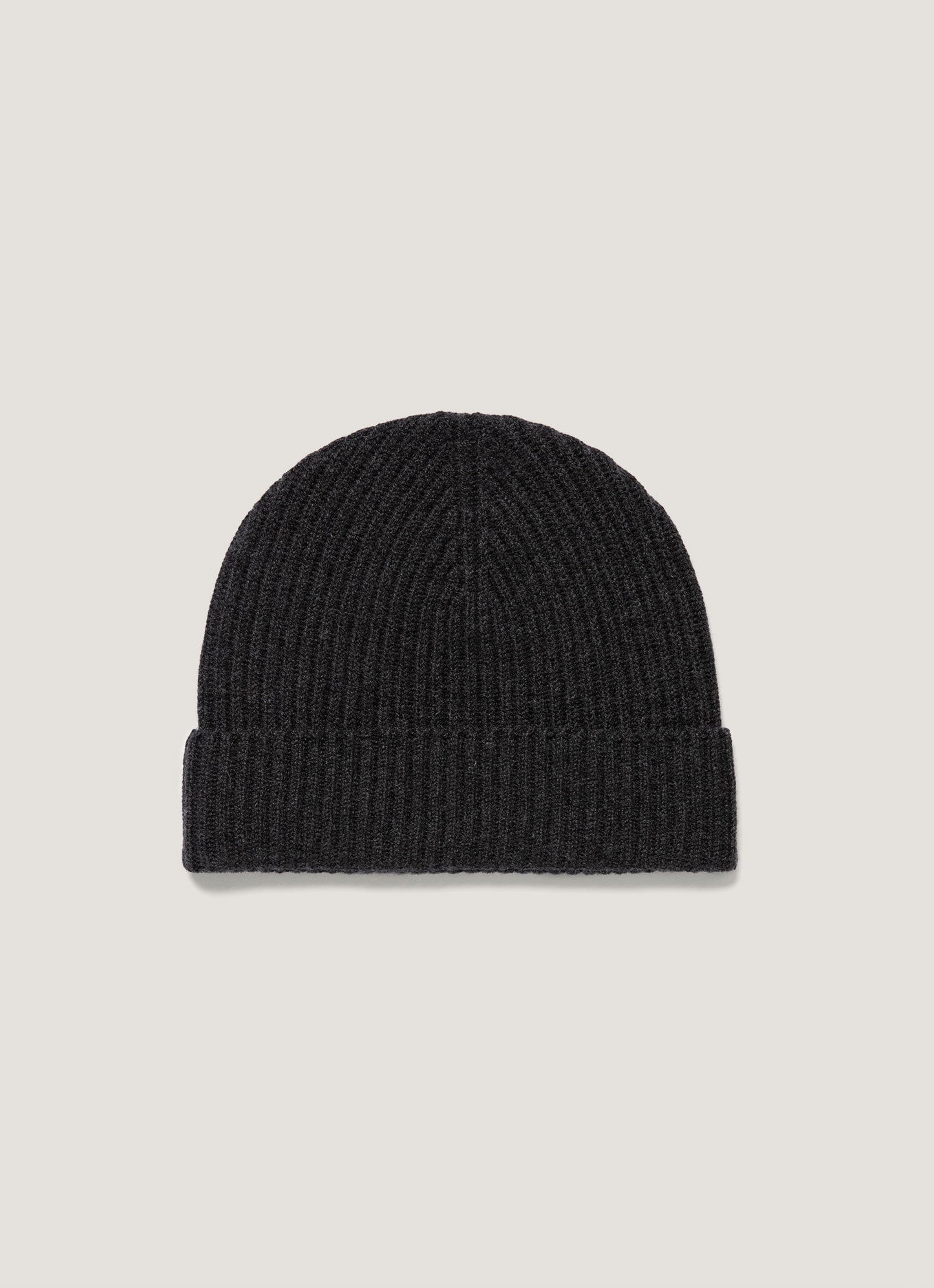 Cashmere Ribbed Hat In Charcoal Melange Ahat9055 Gyad