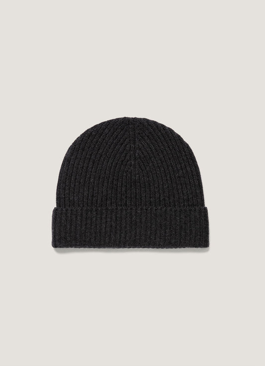 Cashmere Ribbed Hat In Charcoal Melange Ahat9055 Gyad