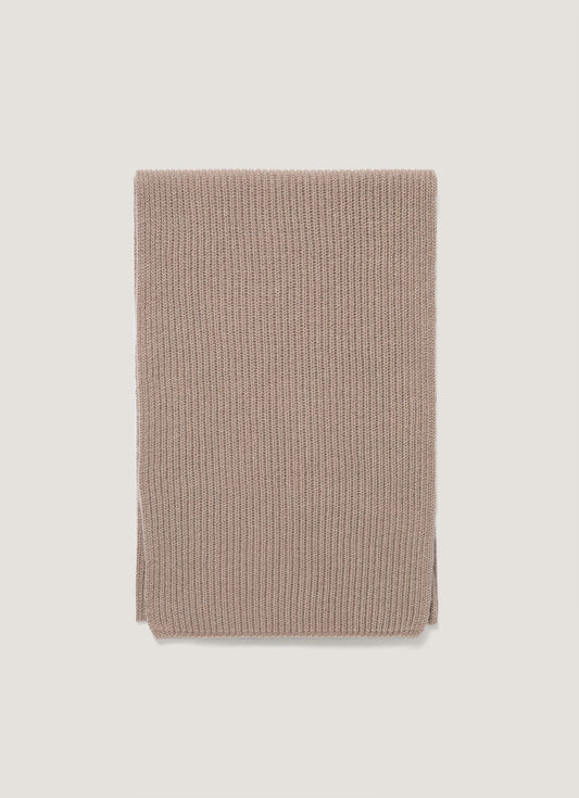 Cashmere Ribbed Scarf in Mink