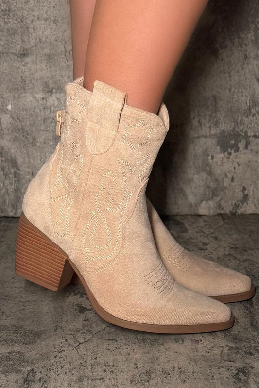 Cowboy Ankle Boots Beige