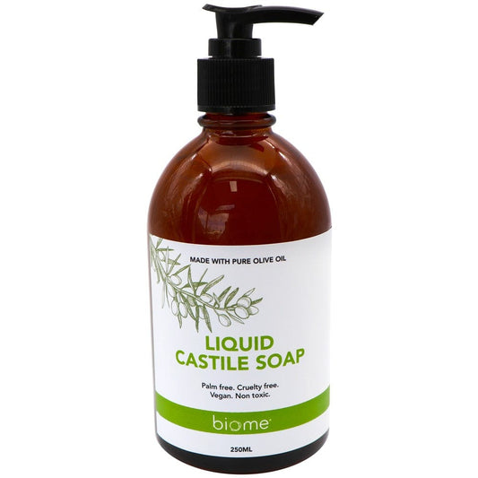 Biome Concentrated Liquid Castile Soap Unscented 250ml Australian Made (Glass Bottle)