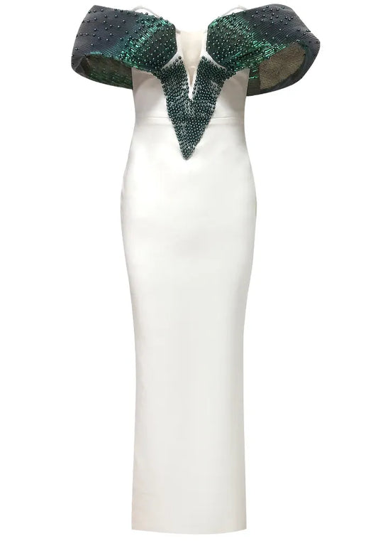 Bardot Pearl Maxi Dress Green White