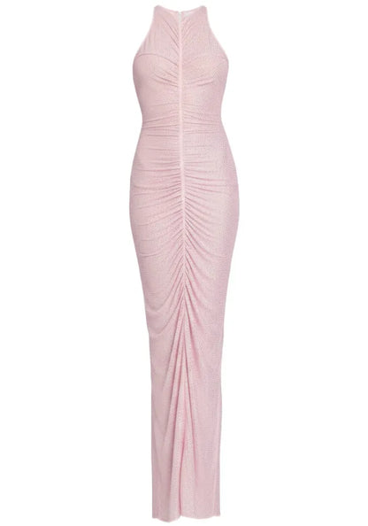 Embellished Ruched Maxi Dress Pink