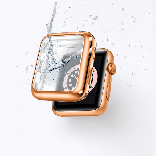2-in-1 Metallic Apple Watch Case & Built-In Screen Protector - Rose Gold