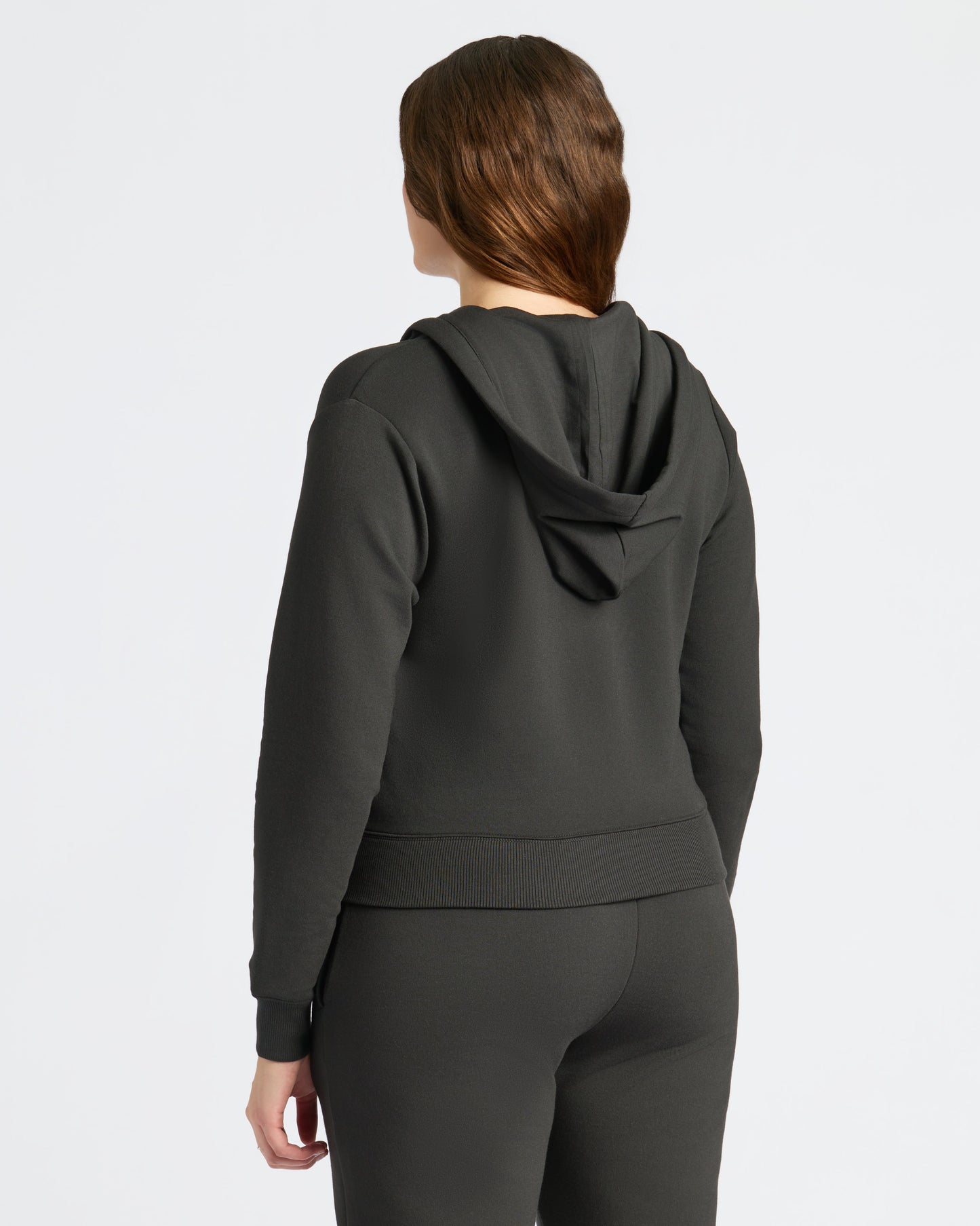 Womens Black Crop Zip Hoodie