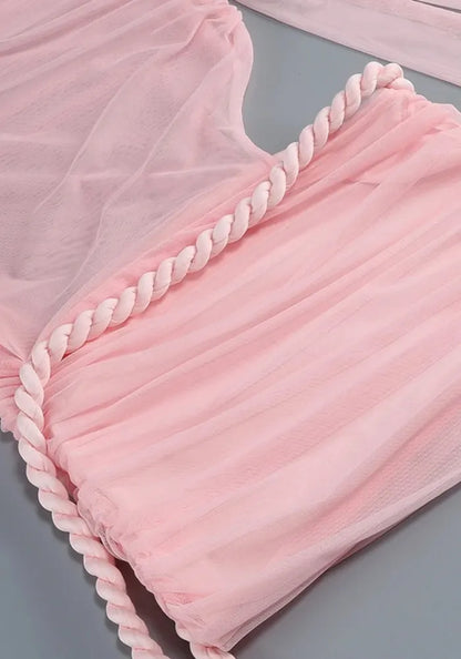 Draped Cut Out Dress Pink