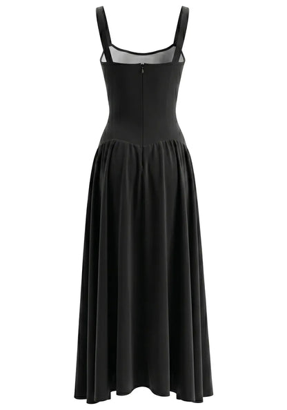 Crystal Embellished A Line Maxi Dress Black