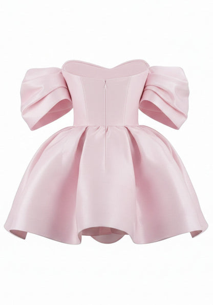Draped Bardot Skater Dress Pink