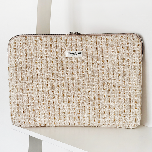Vanilla Textured Tweed Laptop Sleeve
