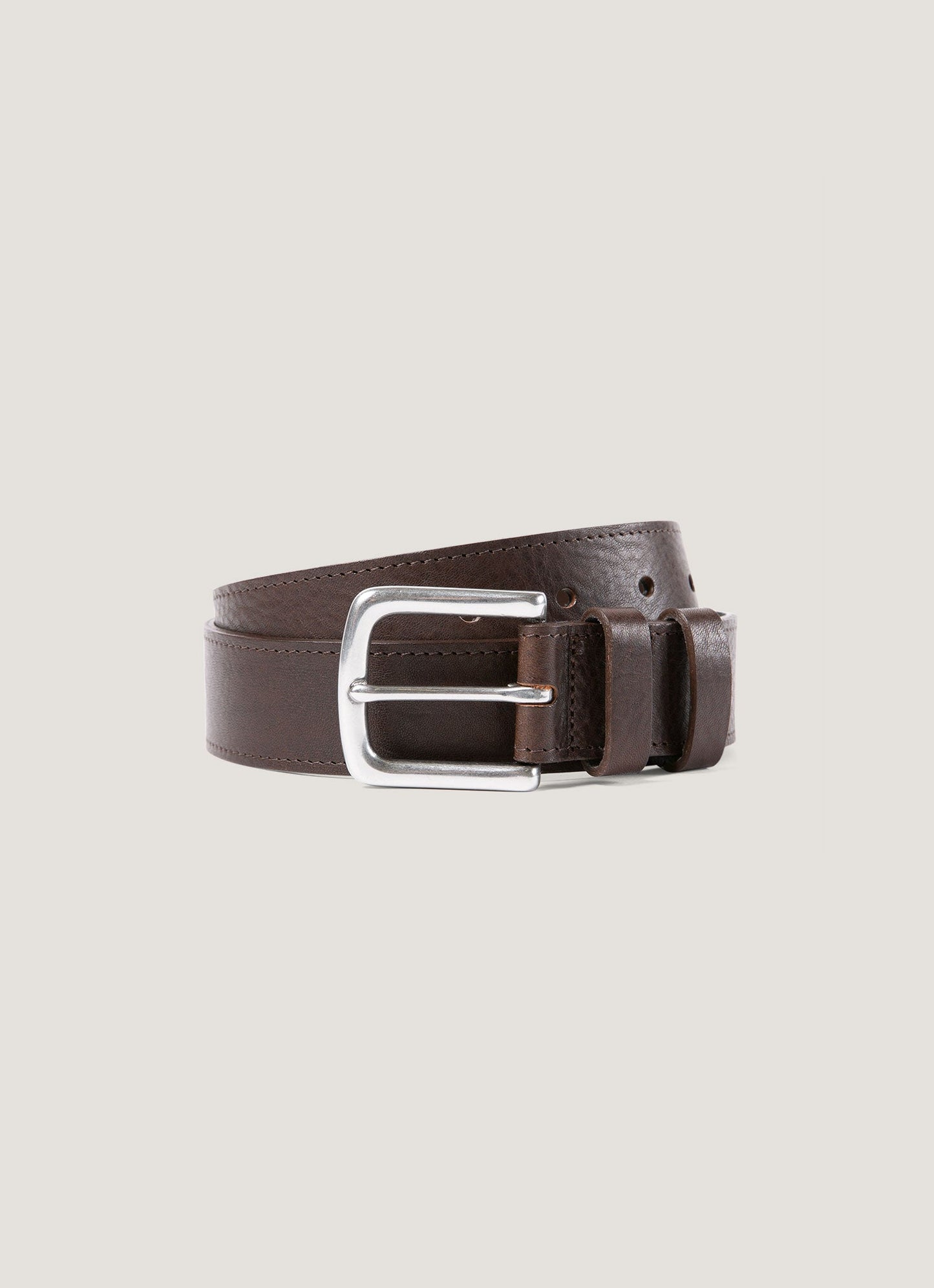 35Mm Grained Leather Belt In Brown