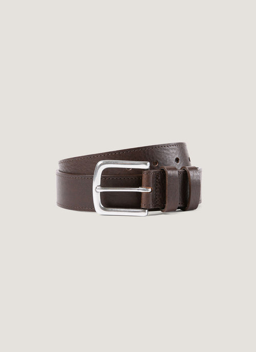 35Mm Grained Leather Belt In Brown