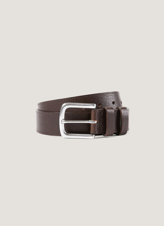 35Mm Grained Leather Belt In Brown