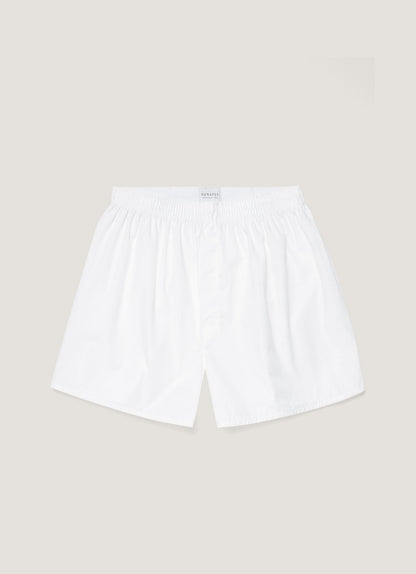 Mens Poplin Cotton Boxer Short In White Mbox4700