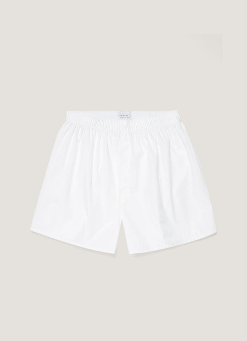 Mens Poplin Cotton Boxer Short In White Mbox4700