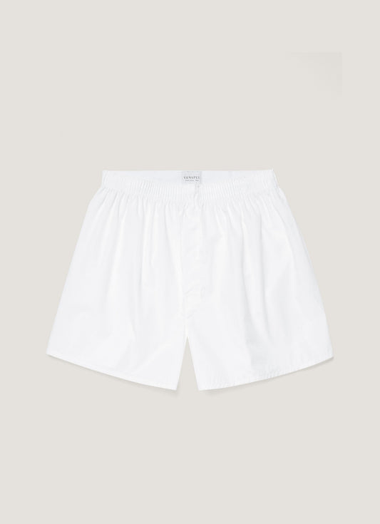 Mens Poplin Cotton Boxer Short In White Mbox4700