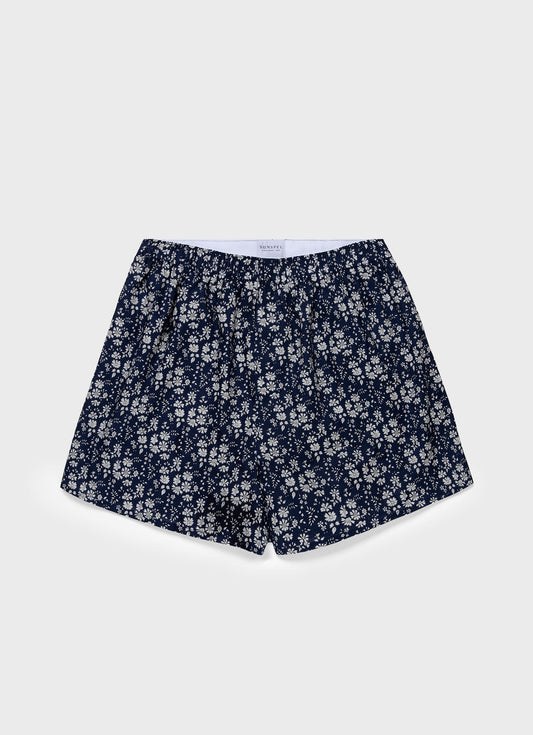 Mens Classic Boxer Shorts In Liberty Fabric In Navy Meadow Mbox4701L Buwa