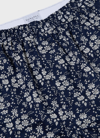 Mens Classic Boxer Shorts In Liberty Fabric In Navy Meadow Mbox4701L Buwa