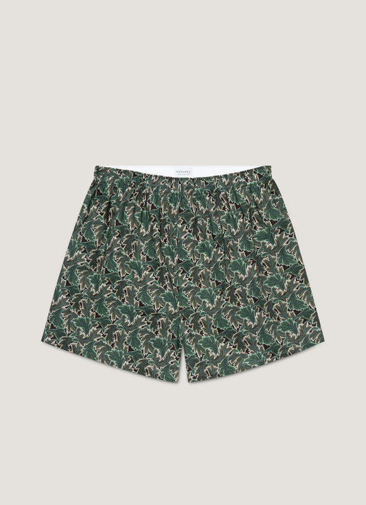 Men's Classic Boxer Short in Liberty Fabric in Midnight Green Canopy