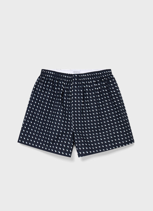 Mens Classic Boxer Shorts In Navy Sun Clouds Mbox4701P Buuj