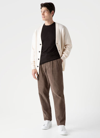 Mens Lambswool Cardigan In Ecru Mcar8187 Whcr