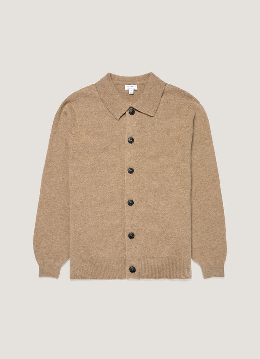 Mens Lambswool Cardigan In Sandstone Mcar8296 Brfc