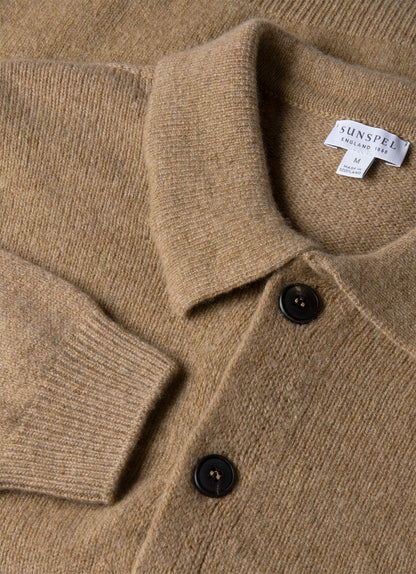 Mens Lambswool Cardigan In Sandstone Mcar8296 Brfc