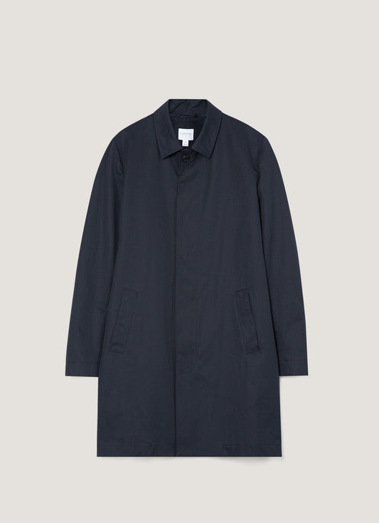 Mens Showerproof Cotton Mac In Navy