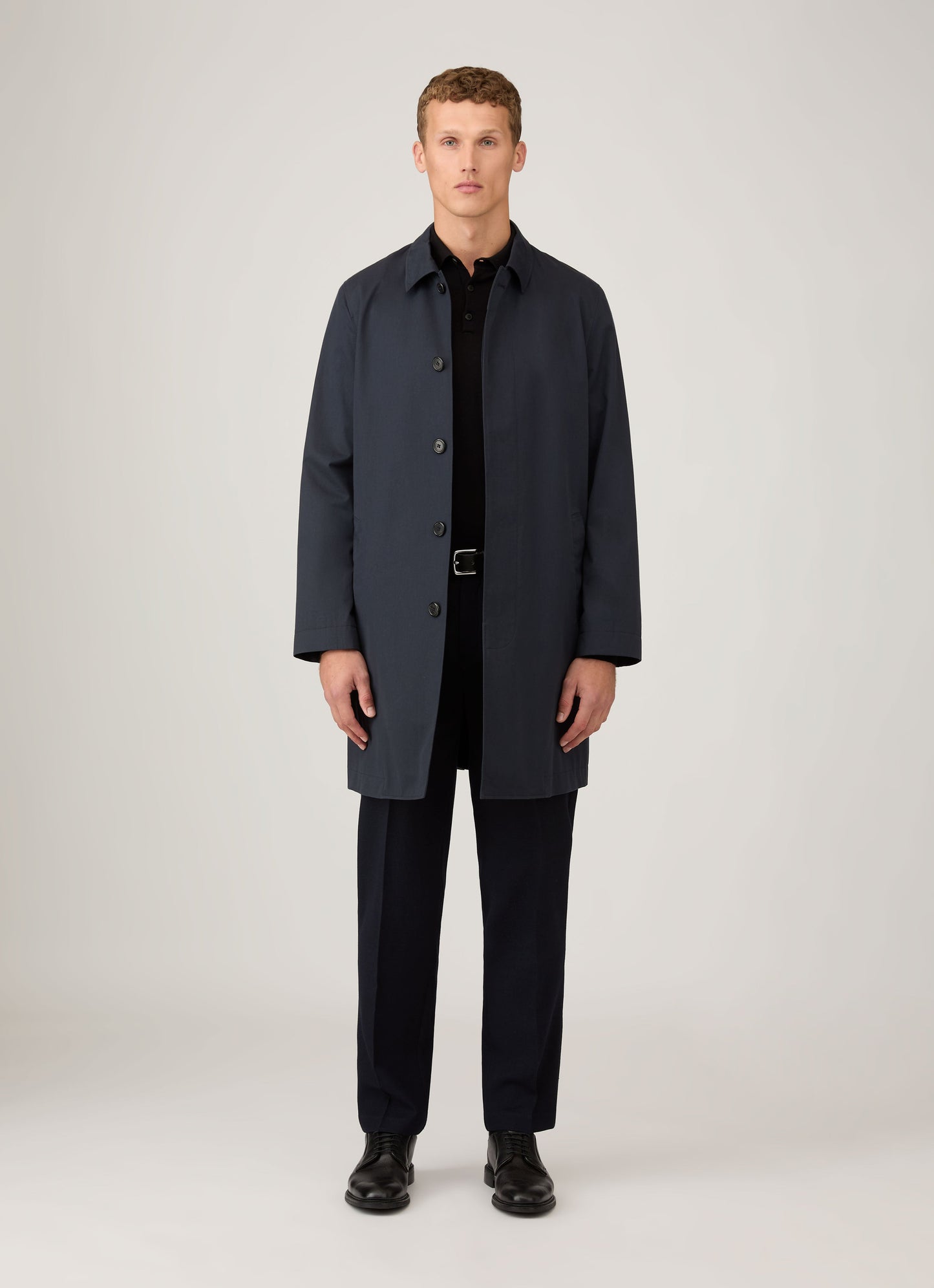 Mens Showerproof Cotton Mac In Navy
