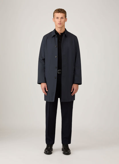 Mens Showerproof Cotton Mac In Navy