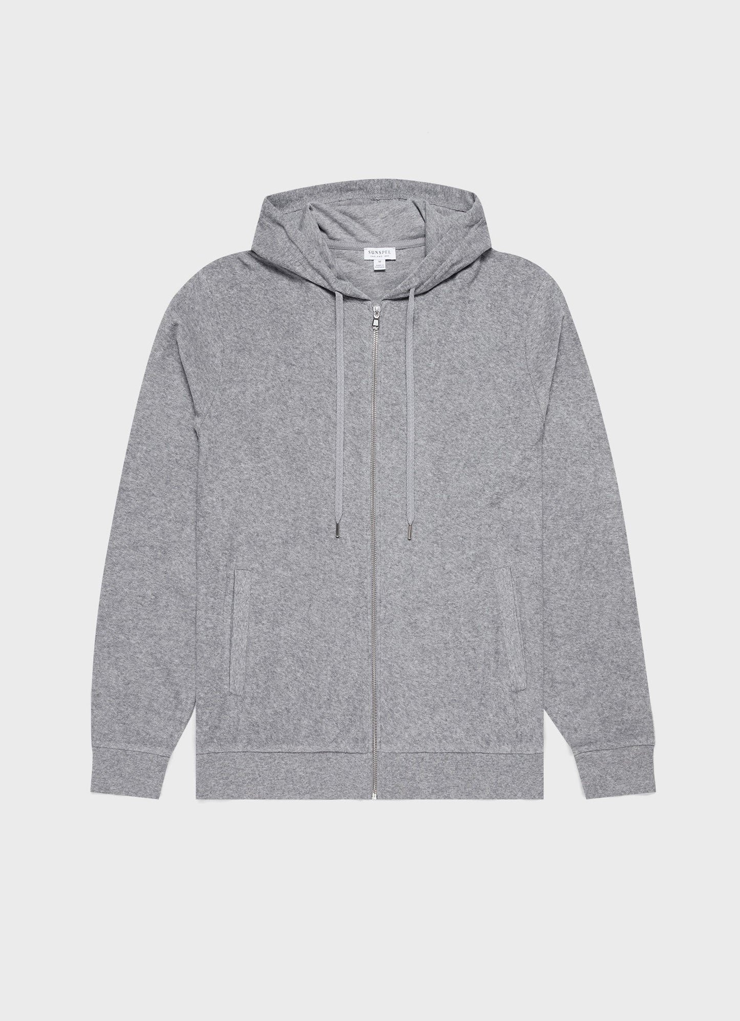 Towelling Hoody In Grey Melange