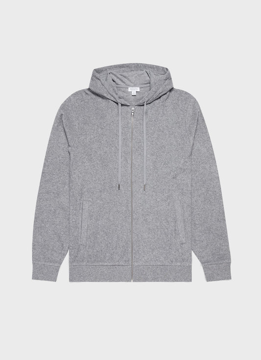 Towelling Hoody In Grey Melange