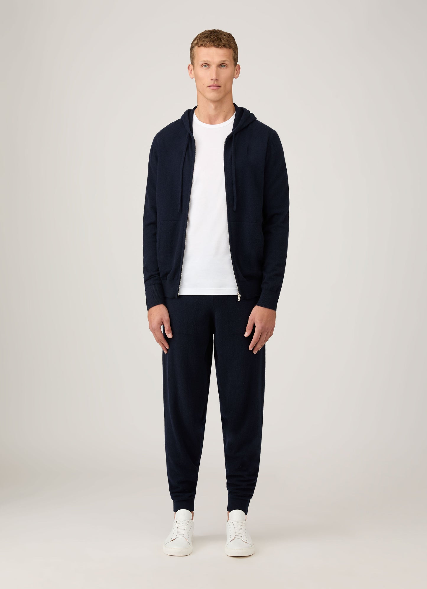 Mens Cashmere Hoodie In Navy Mhod8300 Buaa