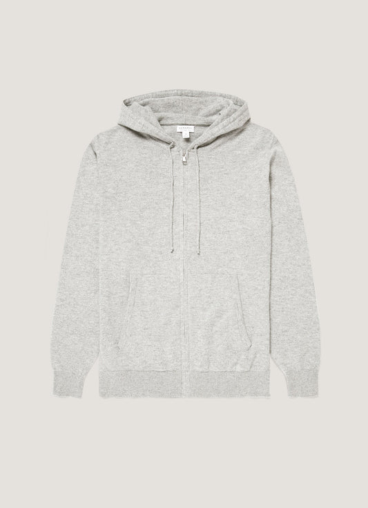 Men's Cashmere Hoodie in Grey Melange