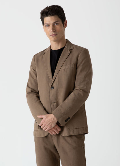 Unstructured Blazer In Dark Tan