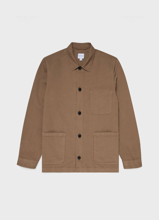 Mens Cotton Linen Twin Pocket Jacket In Dark Tan Mjac7102 Brdh
