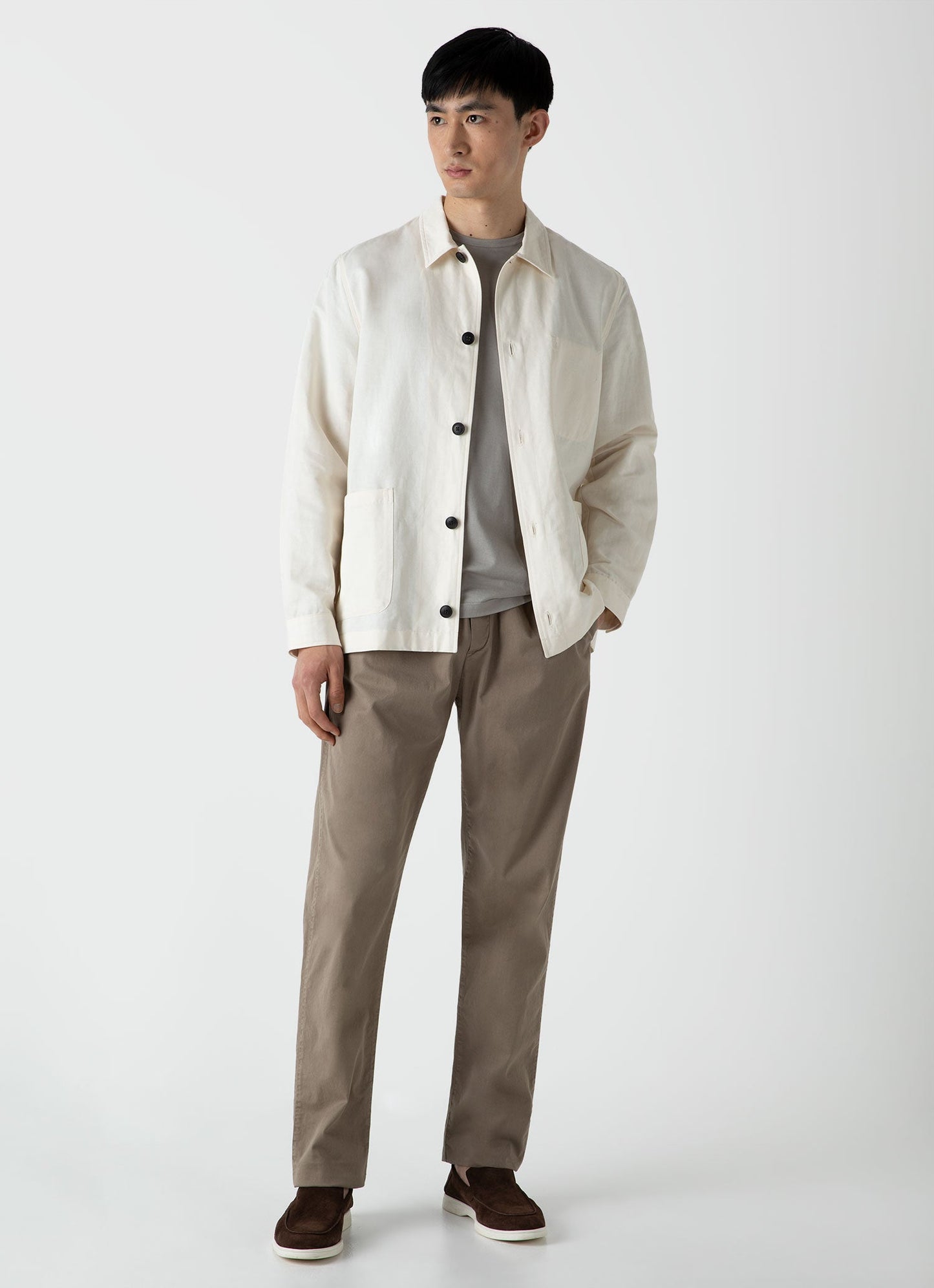 Mens Cotton Linen Twin Pocket Jacket In Undyed Mjac7102U Nuab
