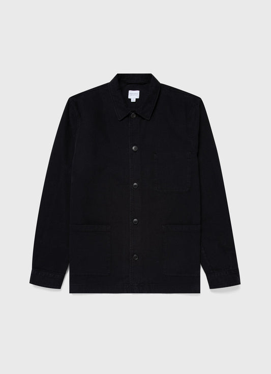 Mens Brushed Cotton Twin Pocket Jacket In Black Mjac7115 Bkaa